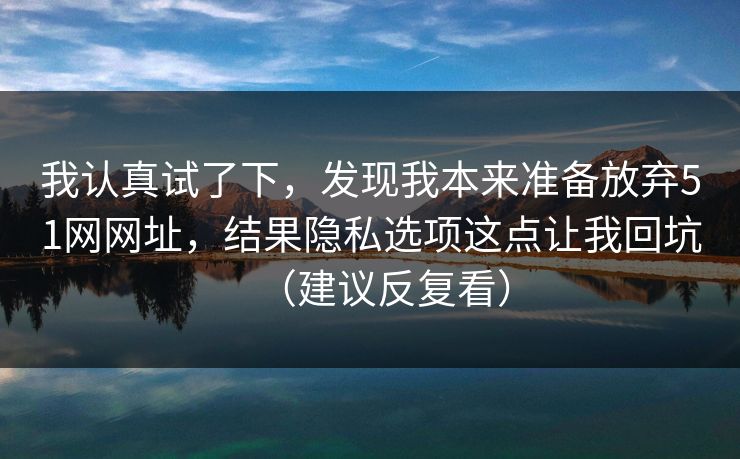 我认真试了下，发现我本来准备放弃51网网址，结果隐私选项这点让我回坑（建议反复看）