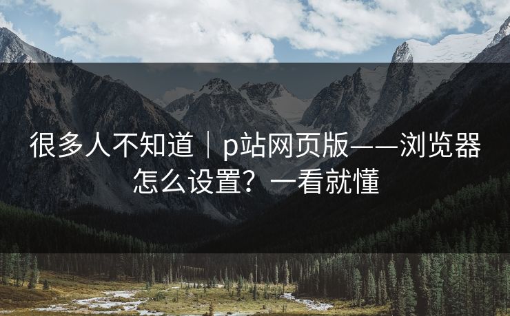 很多人不知道｜p站网页版——浏览器怎么设置？一看就懂