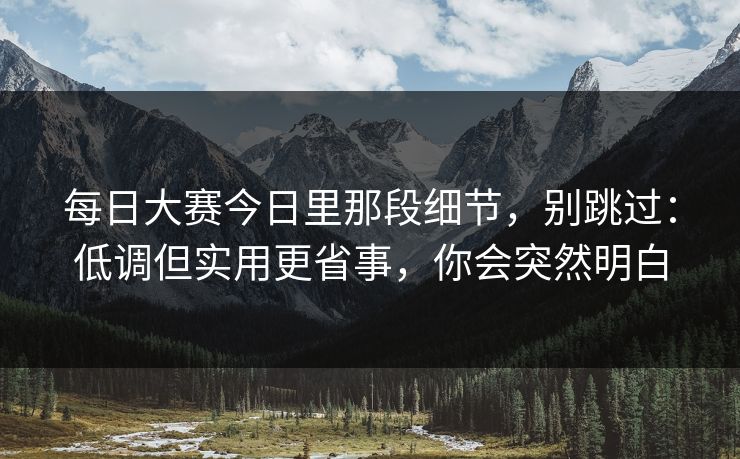 每日大赛今日里那段细节,别跳过:低调但实用更省事,你会突然明白 每日大赛今日里那段细节,别跳过:低调但实用更省事,你会突然明白